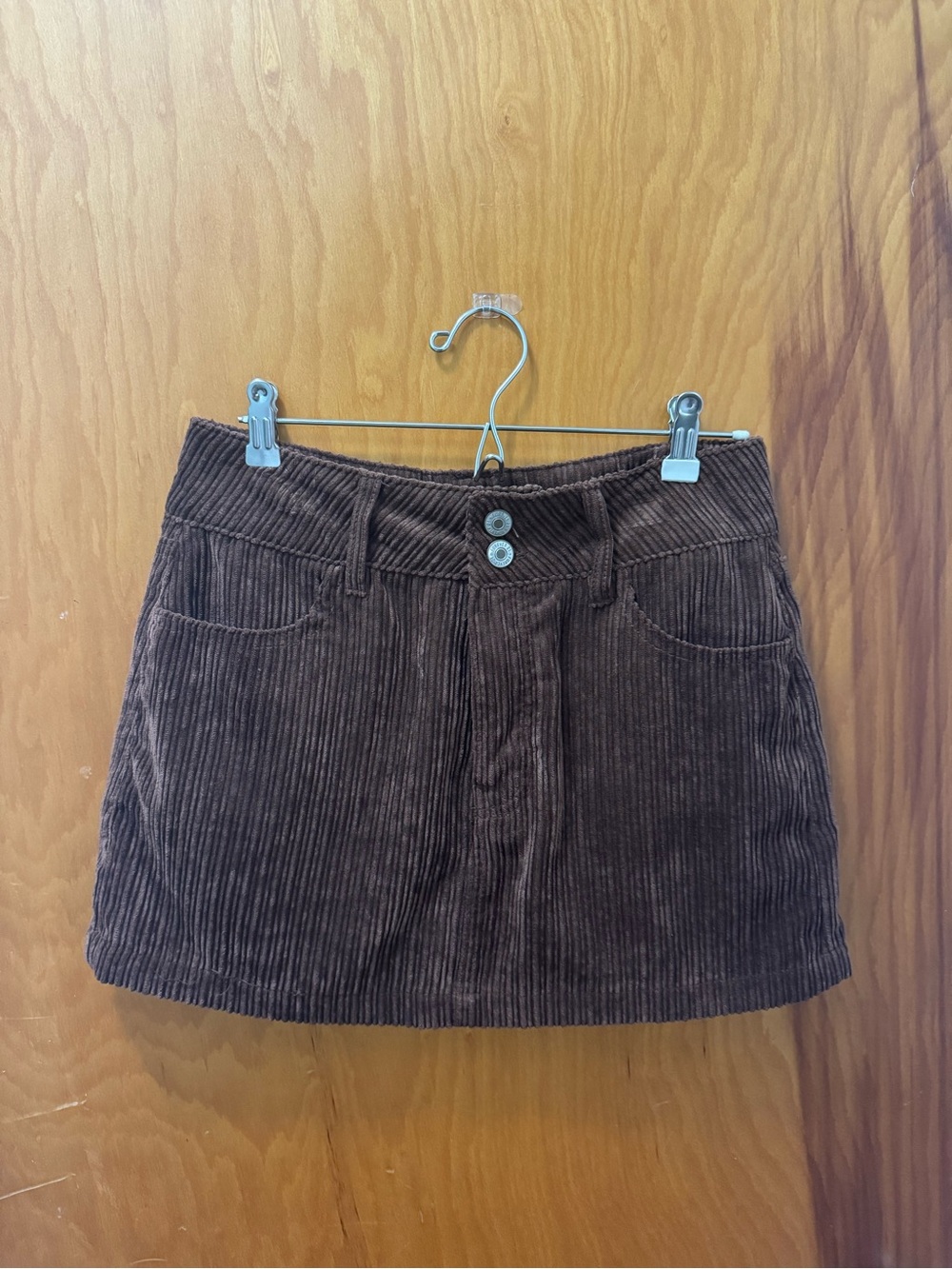 Corduroy Mini Skirt in Dark Brown